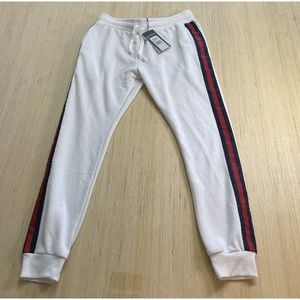 American Stitch White Women’s Jogger Red Blue Side Stripes Drawstring Small New